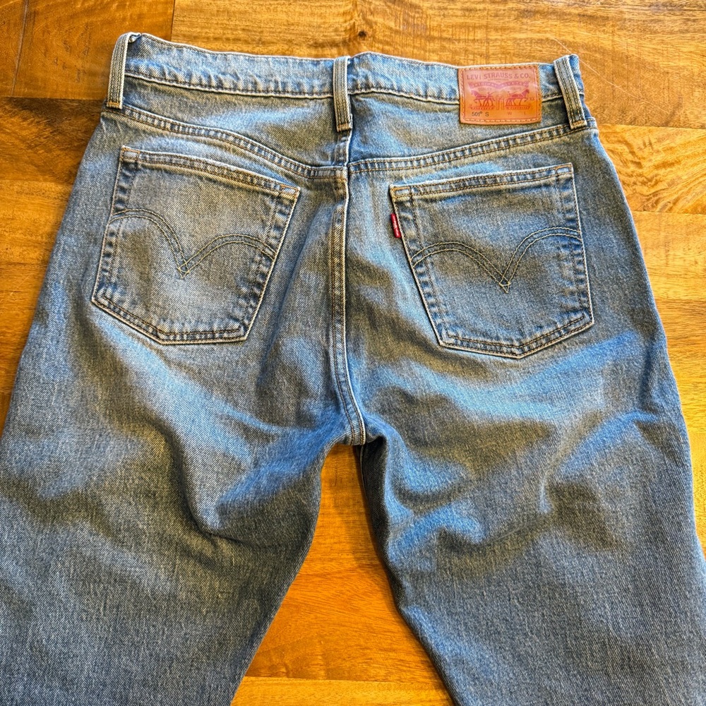 Lightly Distressed Levi Straight Leg Jeans